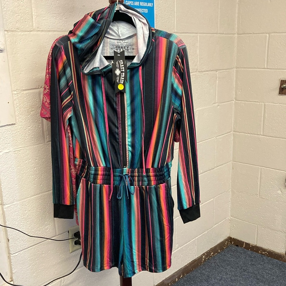 Serape print shorts jumper w hoodie